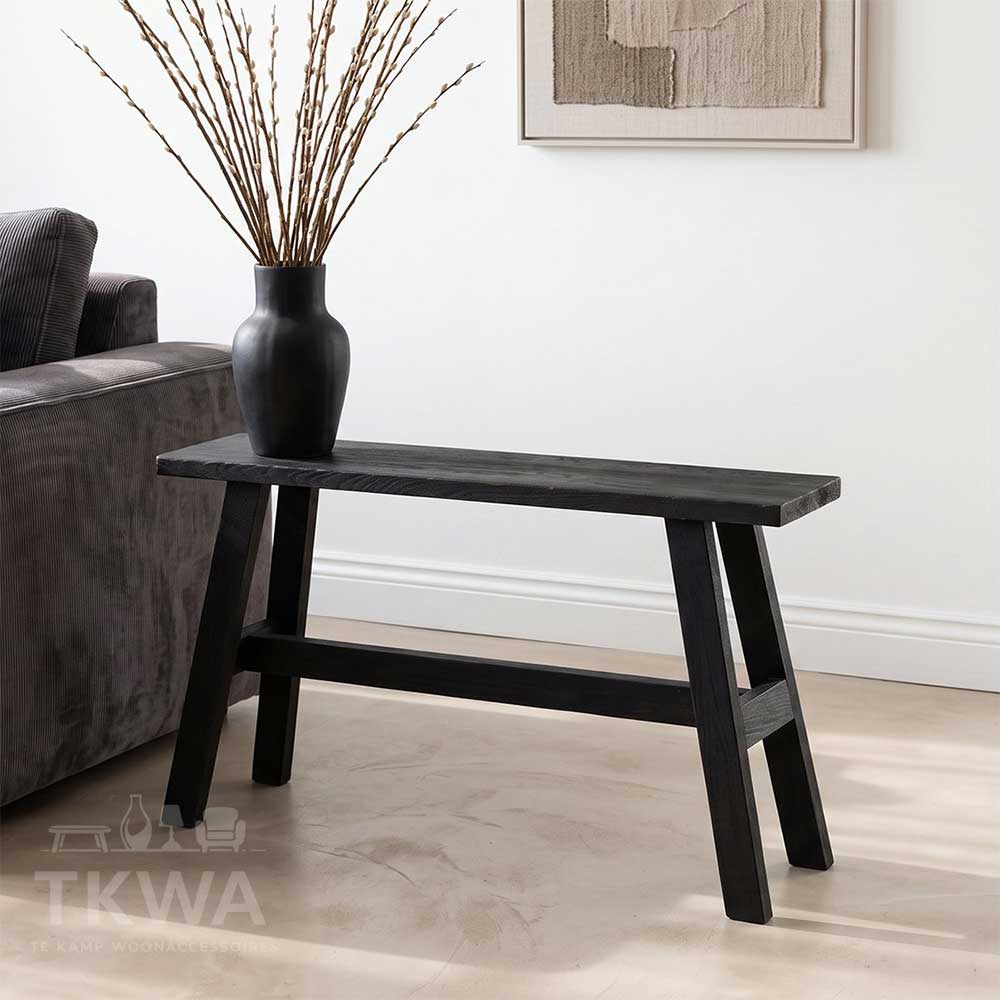 Houten bankje zwart 85x20x50 cm