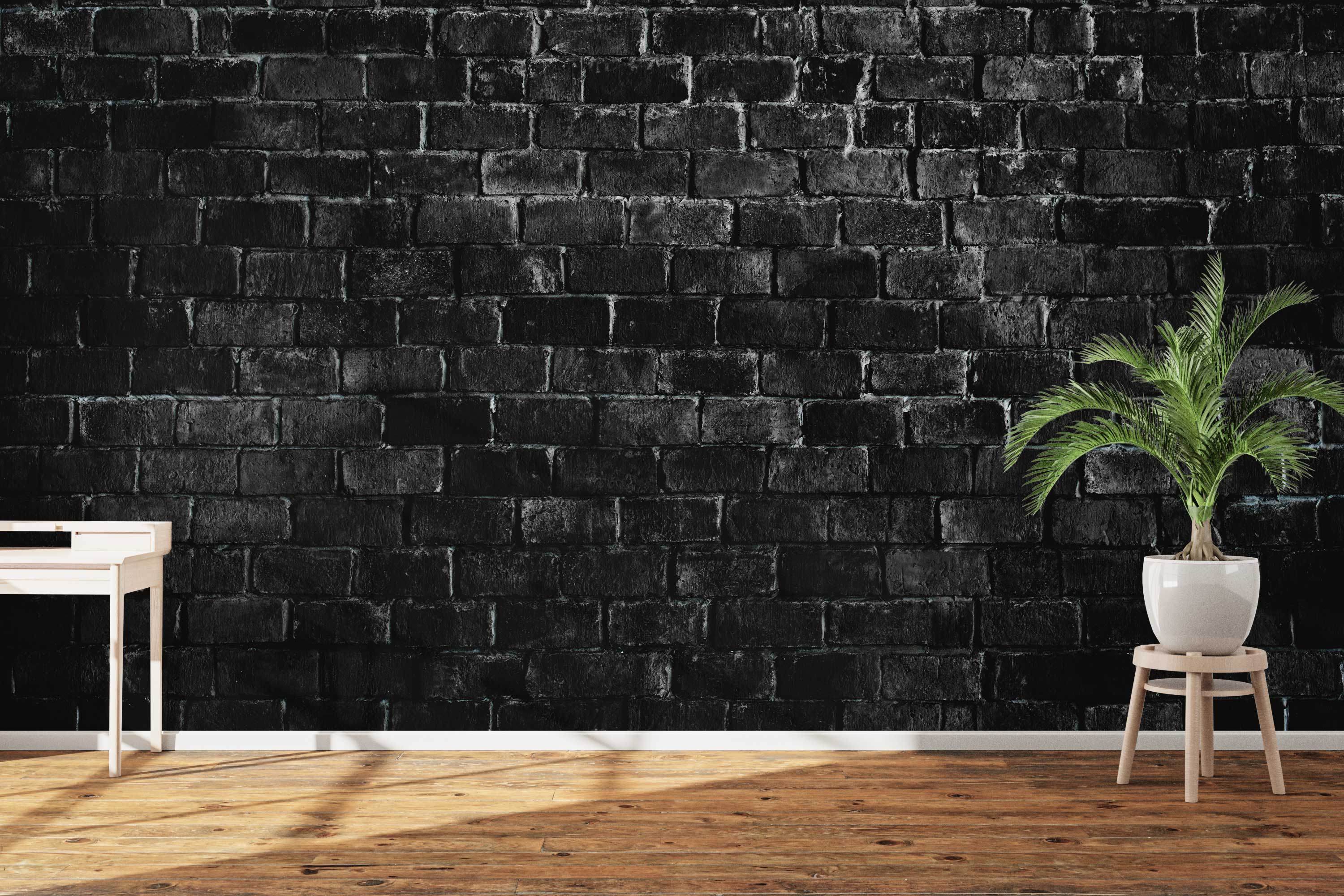 Naadloos fotobehang Black Brick wall