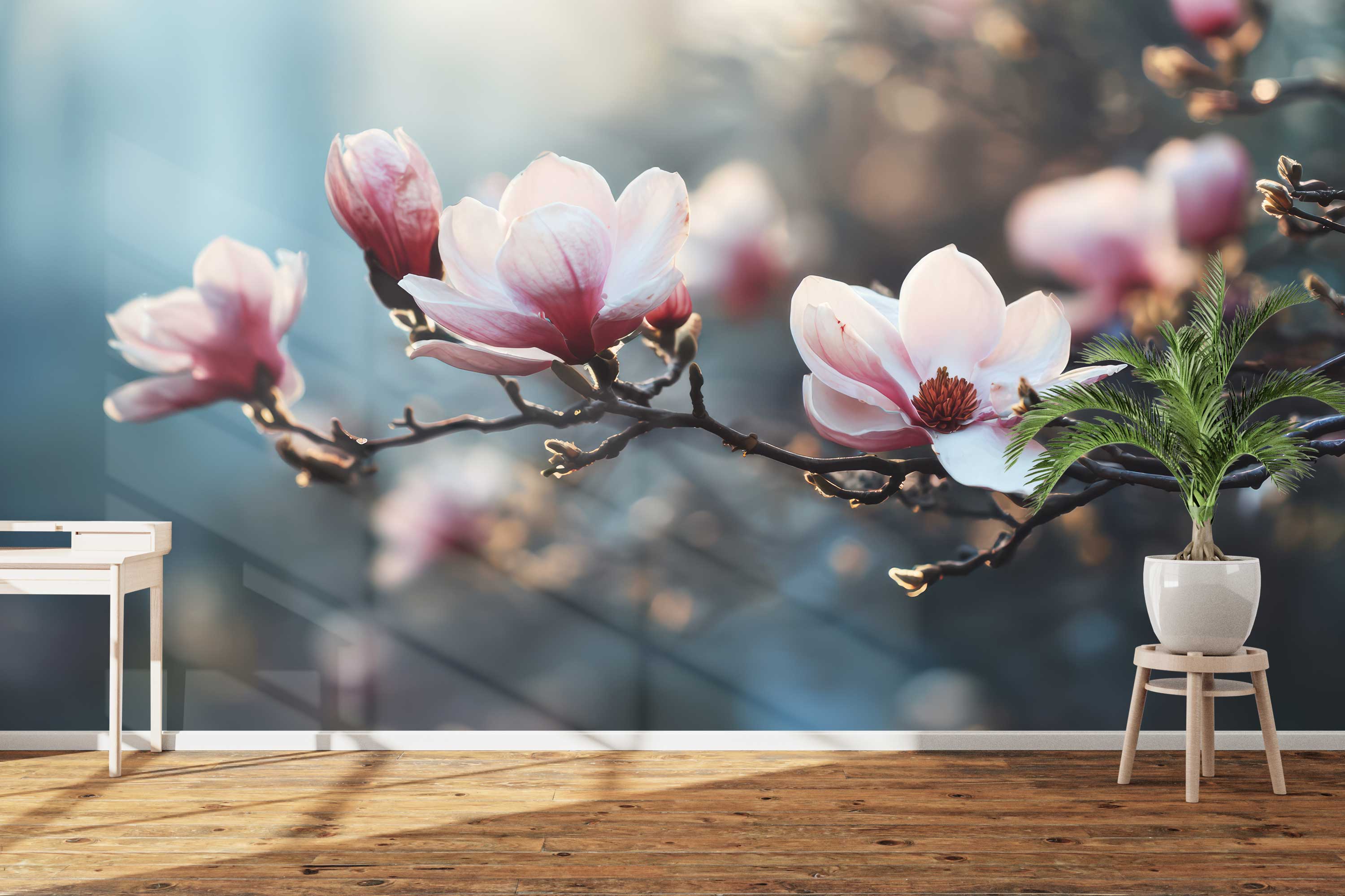 Naadloos fotobehang Bloeiende Magnolia