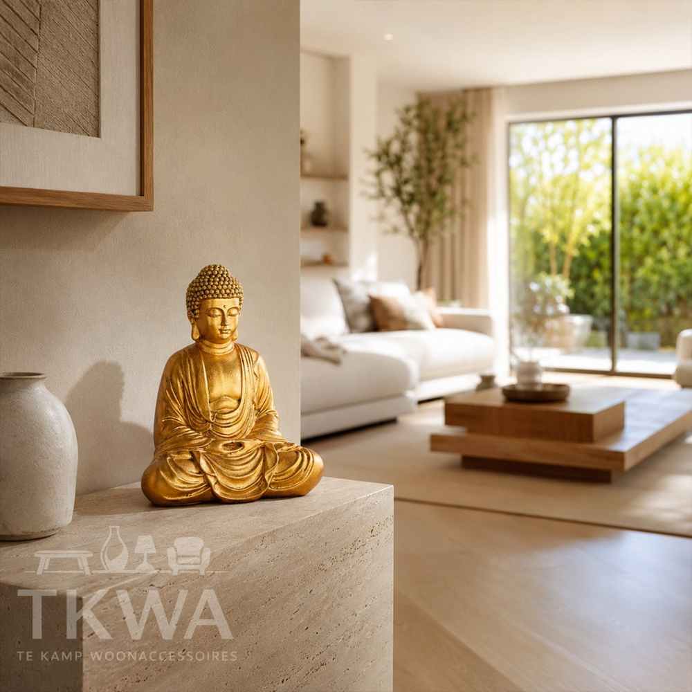 Gouden Meditatie Boeddhabeeld - Zen en Feng Shui Decoratiebeeldje