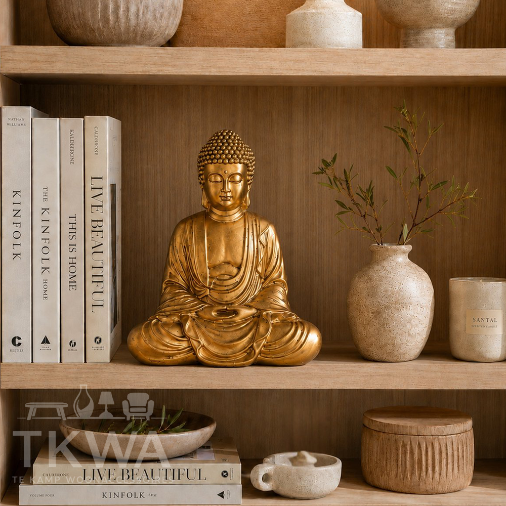 Gouden Meditatie Boeddhabeeld - Zen en Feng Shui Decoratiebeeldje