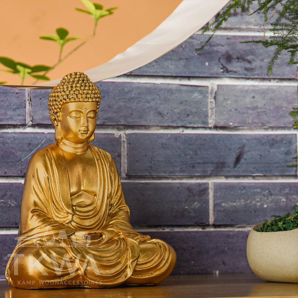 Gouden Meditatie Boeddhabeeld - Zen en Feng Shui Decoratiebeeldje