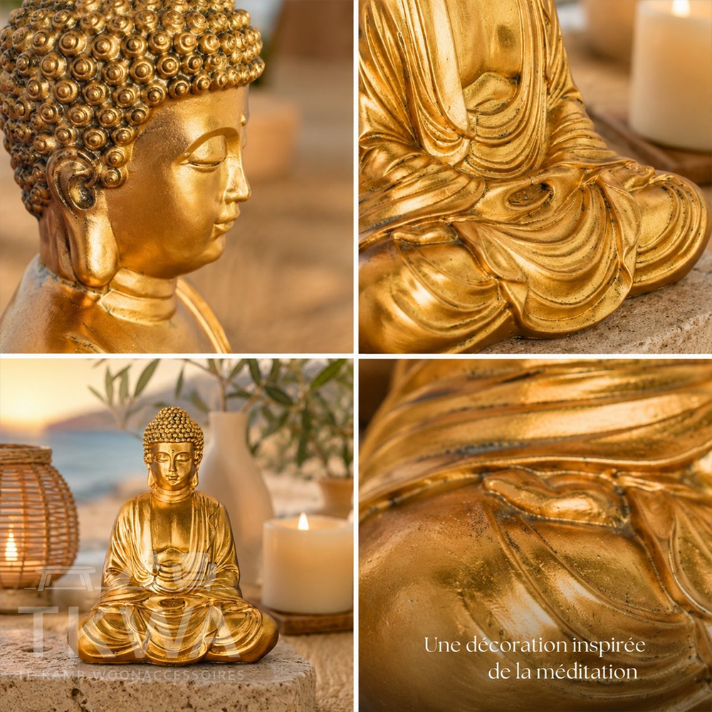 Gouden Meditatie Boeddhabeeld - Zen en Feng Shui Decoratiebeeldje