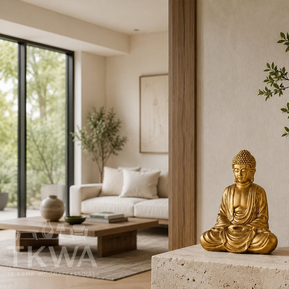 Gouden Meditatie Boeddhabeeld - Zen en Feng Shui Decoratiebeeldje