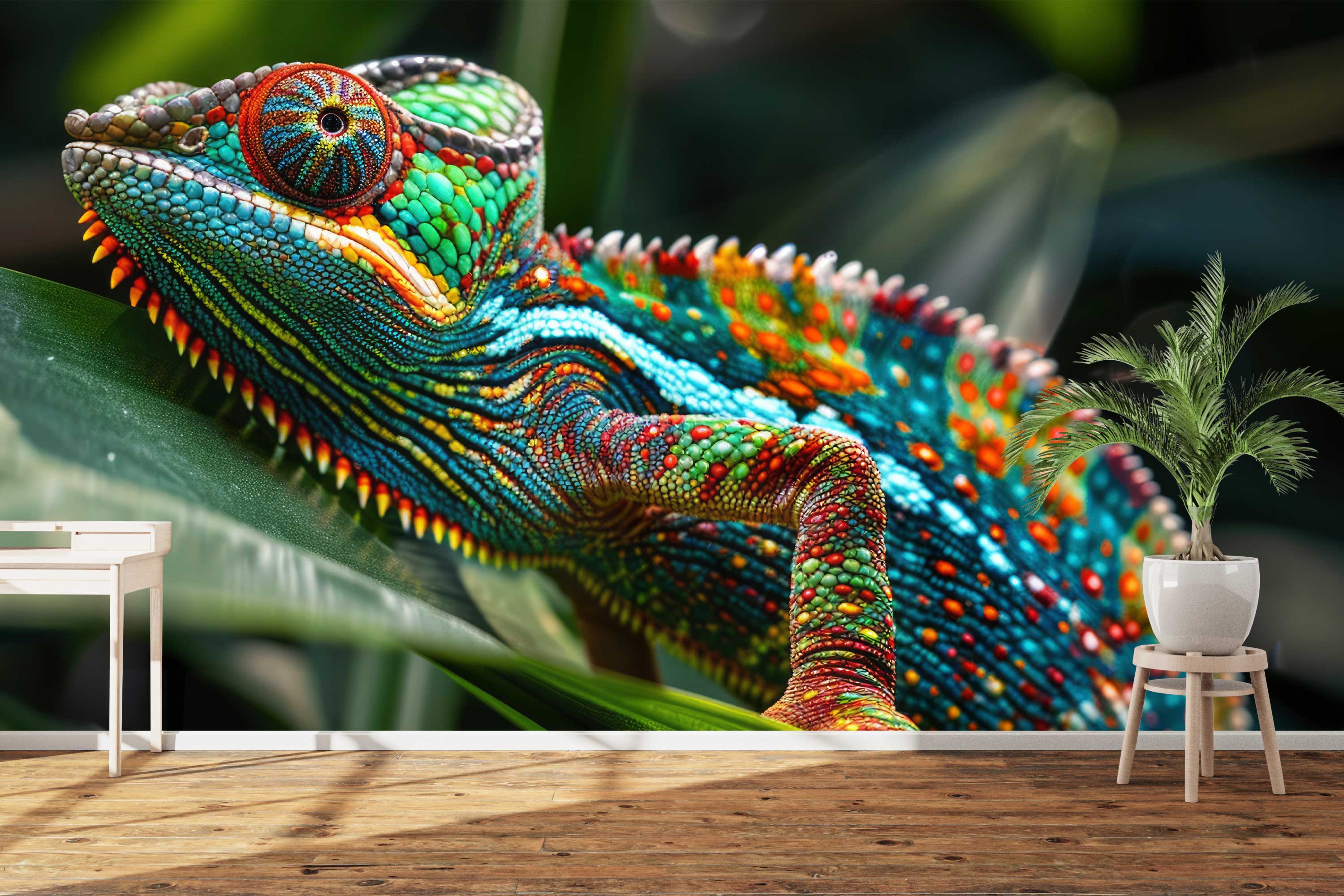 Naadloos fotobehang Close up gekleurde Cameleon