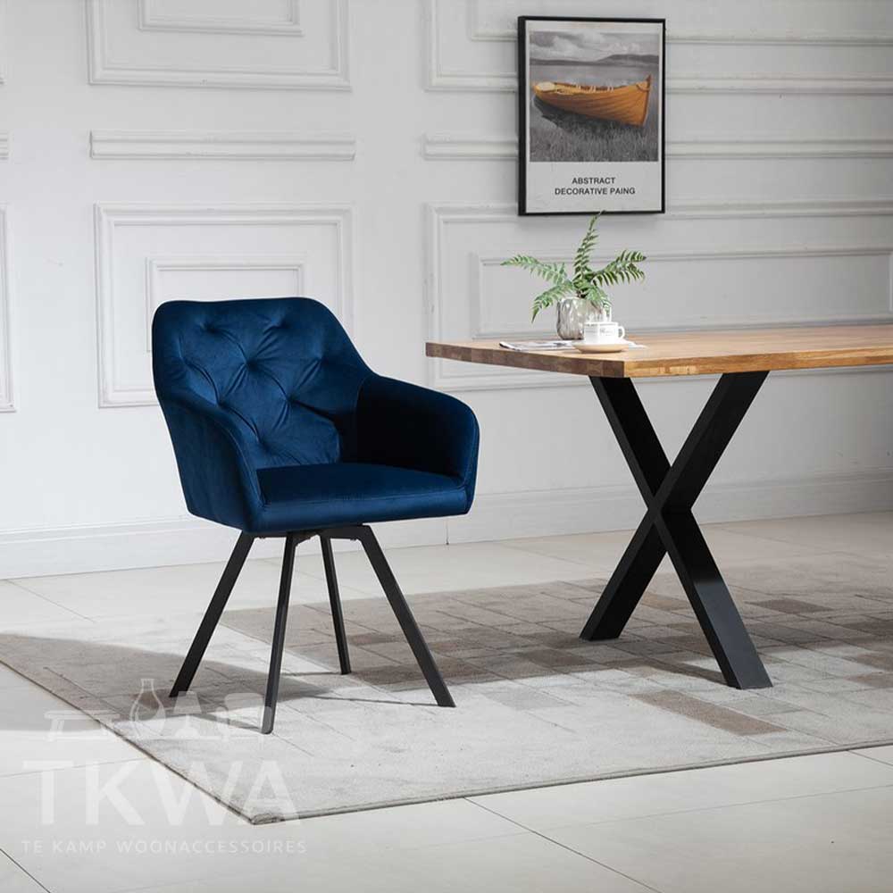 Fauteuil met 360° draaifunctie Blauw & Mosterdgeel