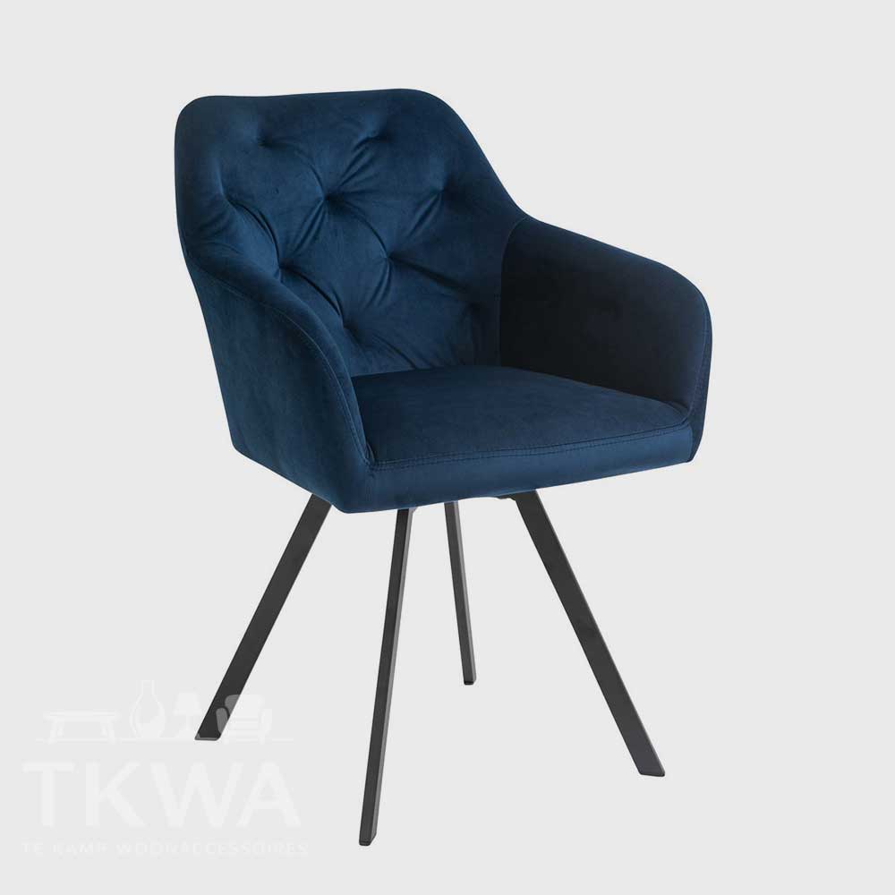 Fauteuil met 360° draaifunctie Blauw & Mosterdgeel
