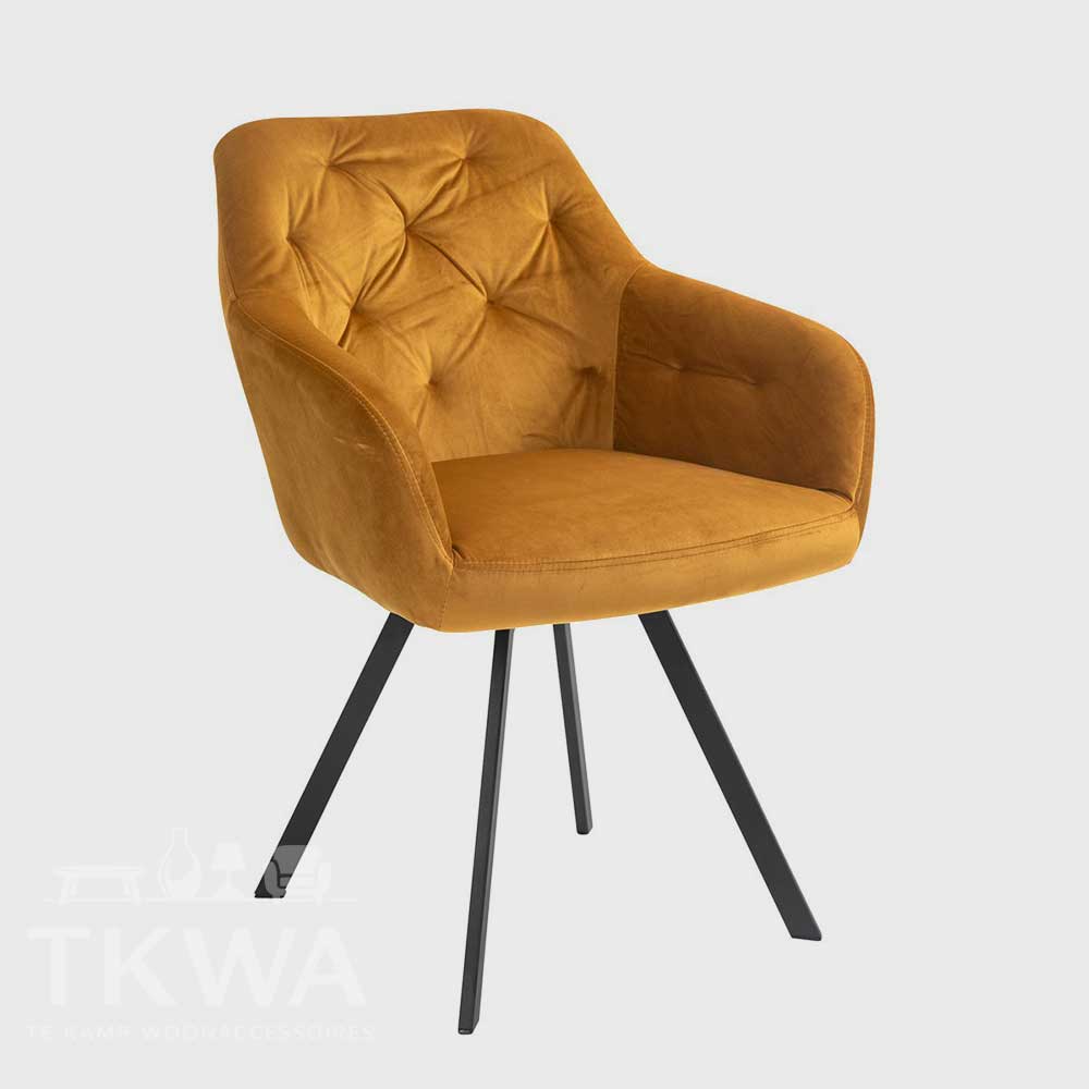 Fauteuil met 360° draaifunctie Blauw & Mosterdgeel