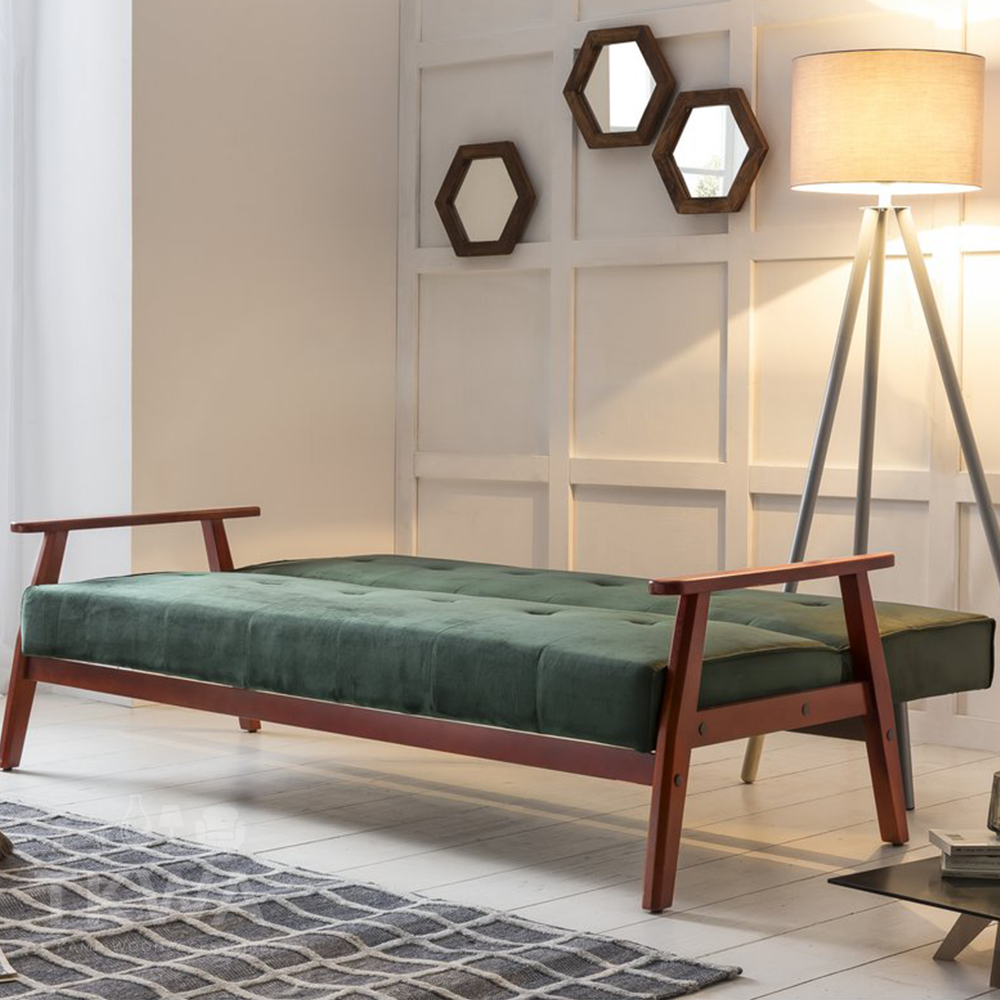 Scandinavisch slaapbank fluwelen dennengroen