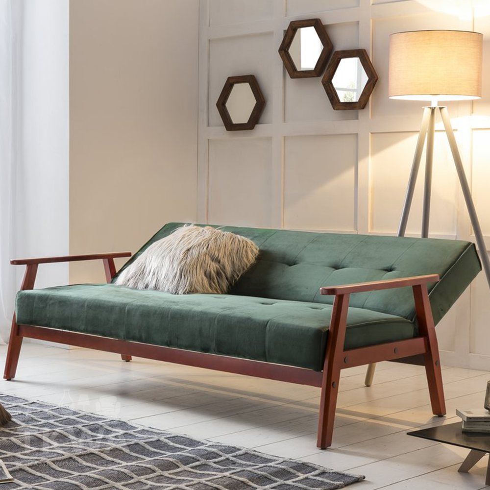 Scandinavisch slaapbank fluwelen dennengroen