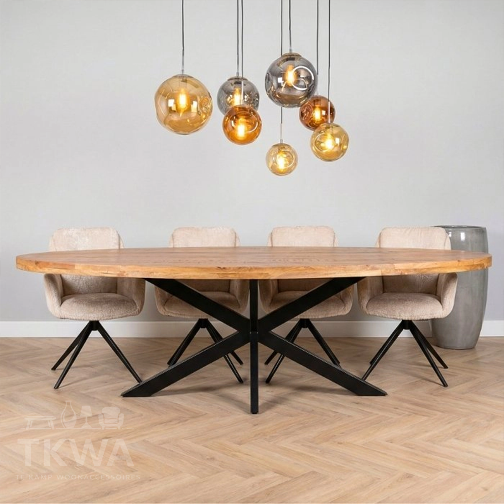 Mangohouten eettafel ovaal 2 kleuren