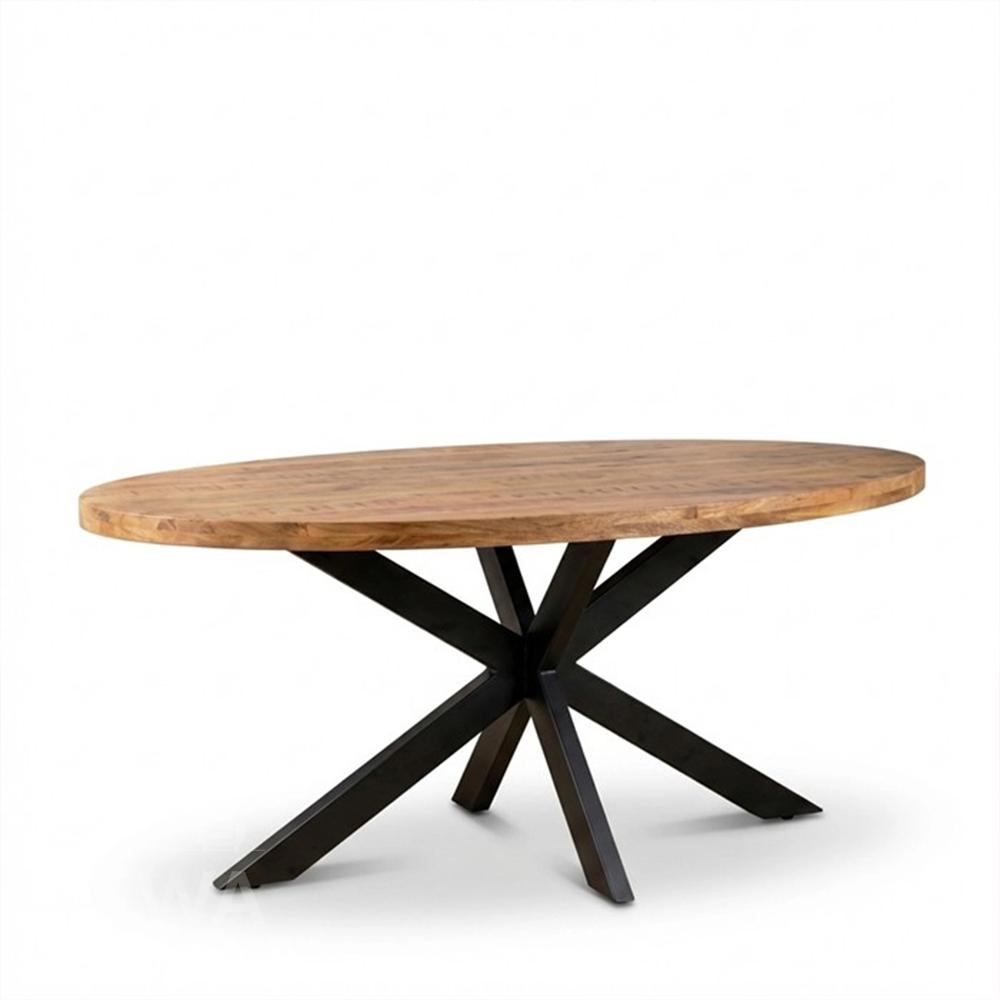 Mangohouten eettafel ovaal 2 kleuren
