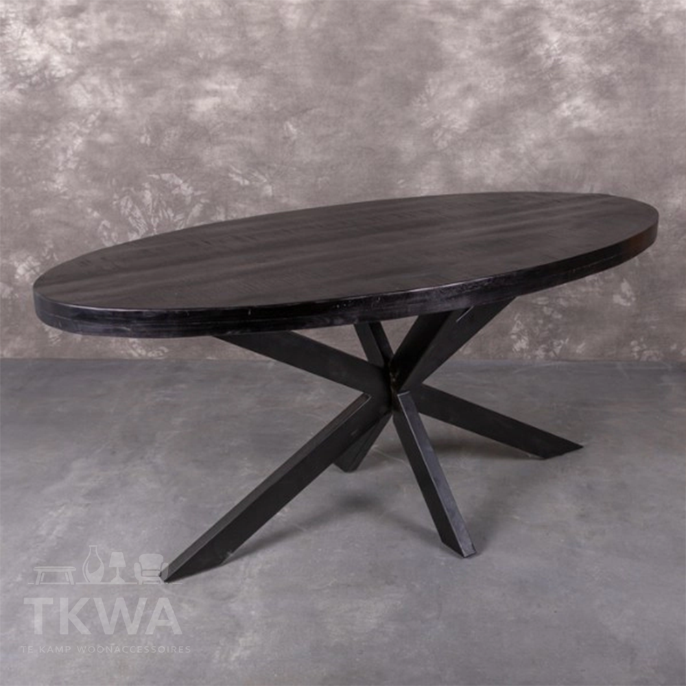 Mangohouten eettafel ovaal 2 kleuren