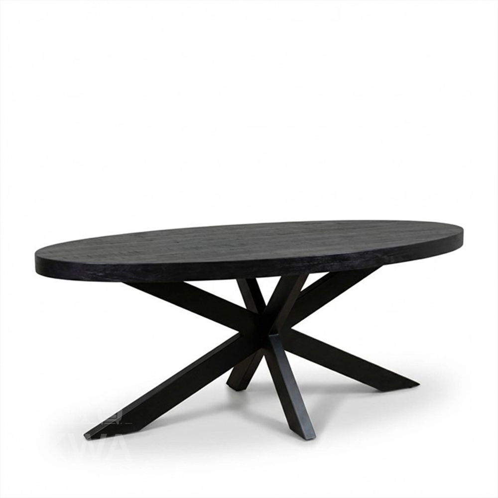 Mangohouten eettafel ovaal 2 kleuren