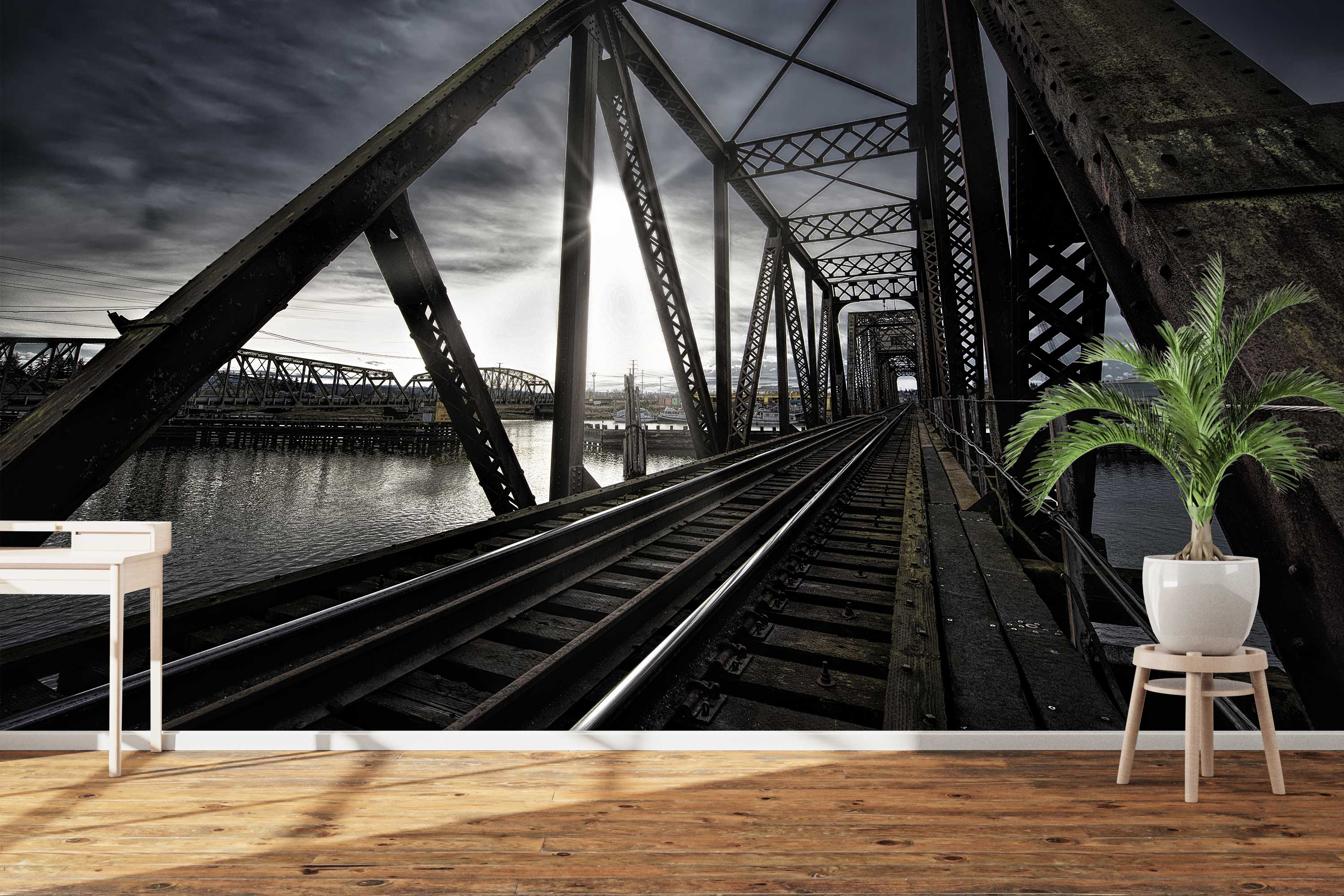 Naadloos fotobehang Metalen brug