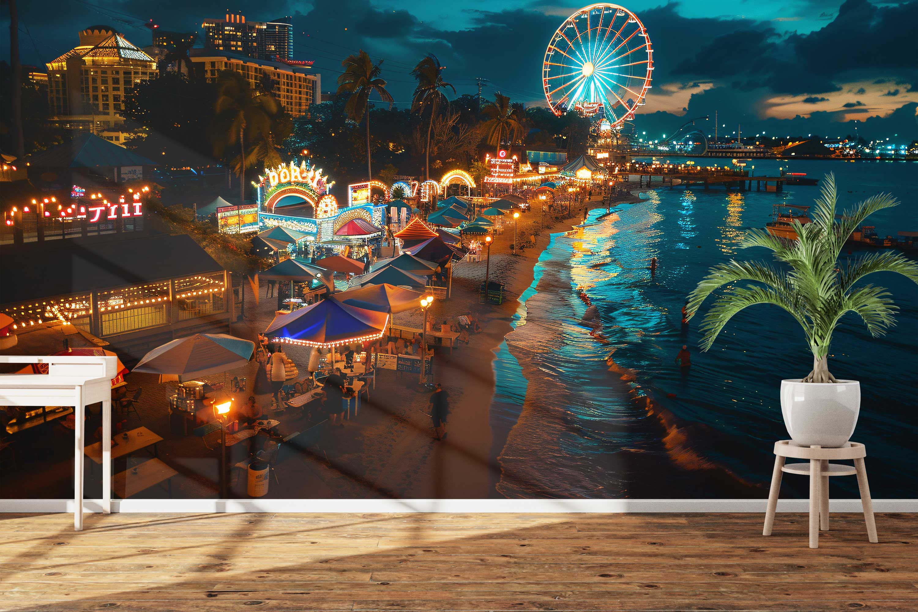 Naadloos fotobehang Miami Beach in de avond