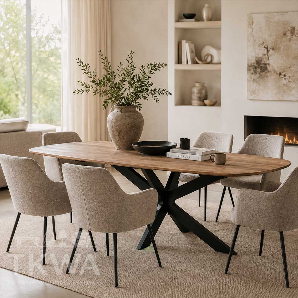 Mangohouten eettafel Deens ovaal. Meerdere maten!