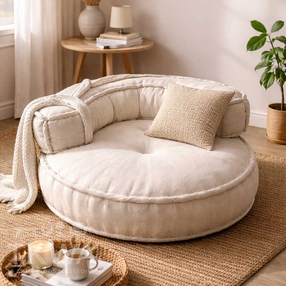 Vloerfauteuil wit rond